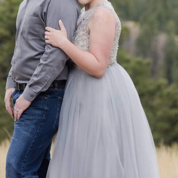 Beautiful Light Grey Sheer Tulle, Beaded Top, SIZE 8 from E-DRESSIT - Picture 1 of 4